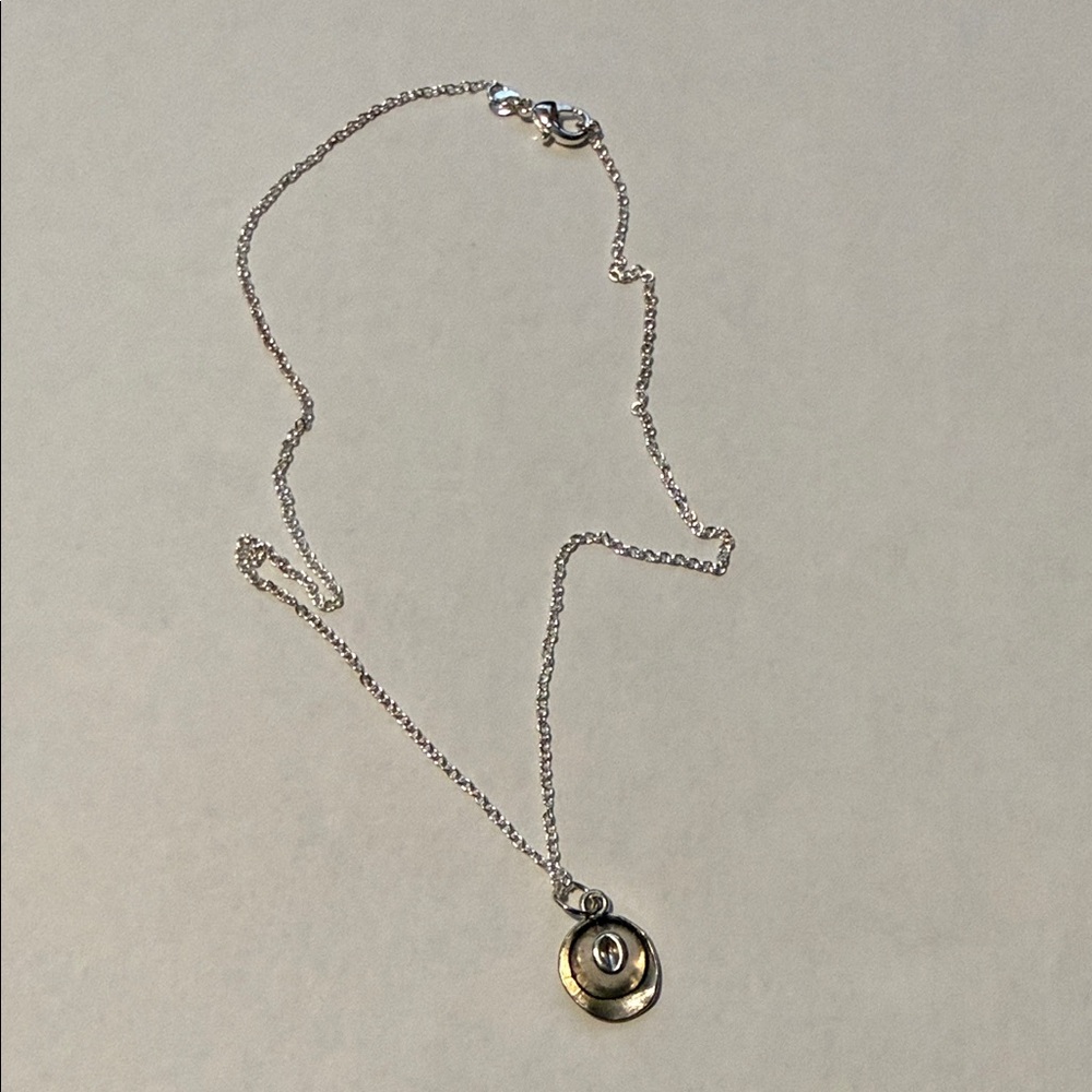 Silver Two-Tone Disc Pendant Necklace